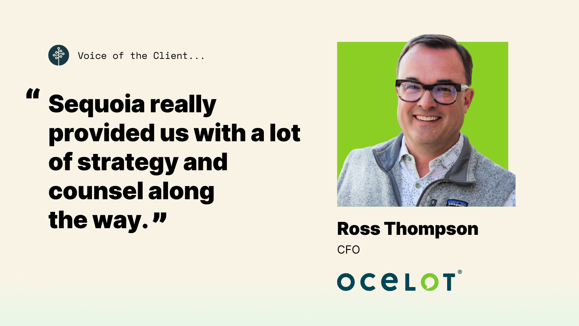 a testimonial quote from Ross Thompson